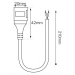 Conector de conexión y alimentación para tira LED 230V de 12mm con cable 210mmm